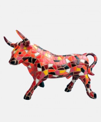 Bull with mosaics - Red 9 cm