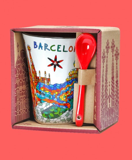 Mug con cuchara - Barcelona Skyline