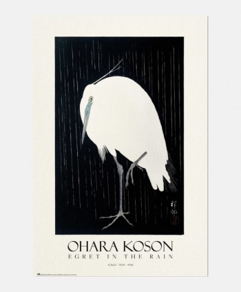 Egret in the Rain Poster